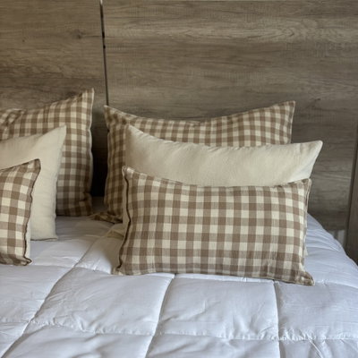 Almohadón Vichy  - 45 x 45 - Tusor cuadrille beige