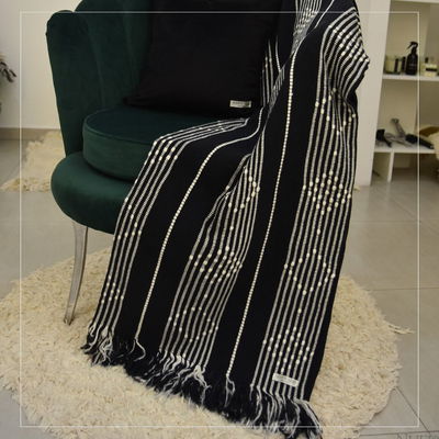 Manta/alfombra tejida negro
