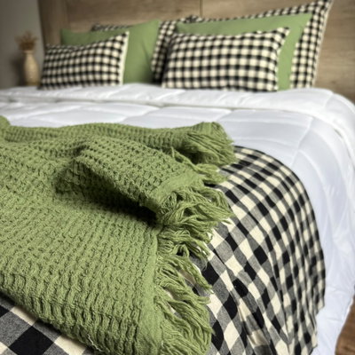 Pie de cama Vichy Tusor cuadrille negro