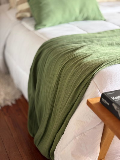 Pie de cama gasa doble verde  250 x 1