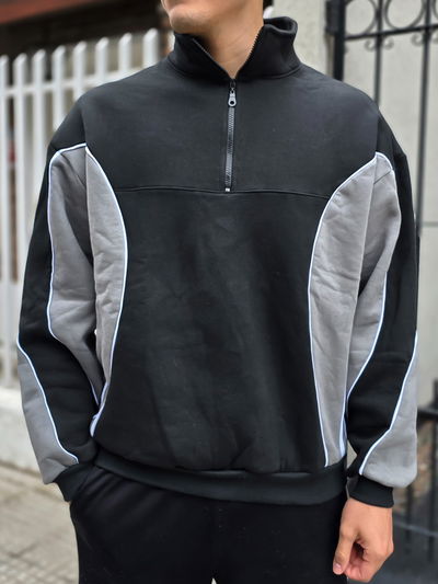 Hoodie medio cierre boxy fit 