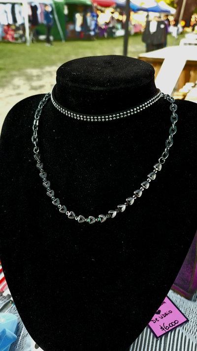 Collar corazones plateado acero 