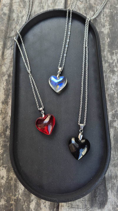 Collar corazón de vidrio 