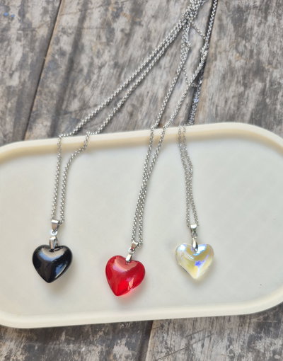 Collar corazón de vidrio 