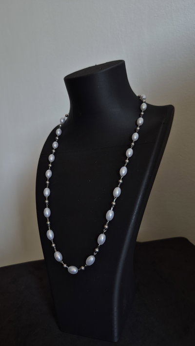 Collar perlas ovaladas - acero quirúrgico 