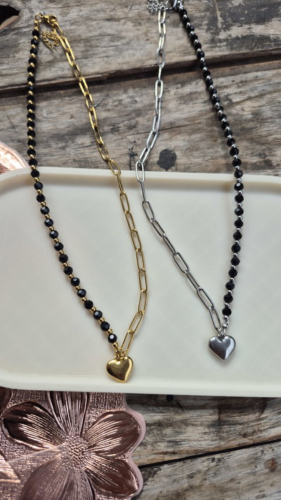 Collar con cristales y cadena acero quirúrgico 