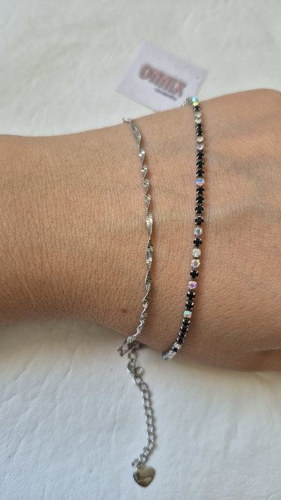 Tobillera con cadena y strass