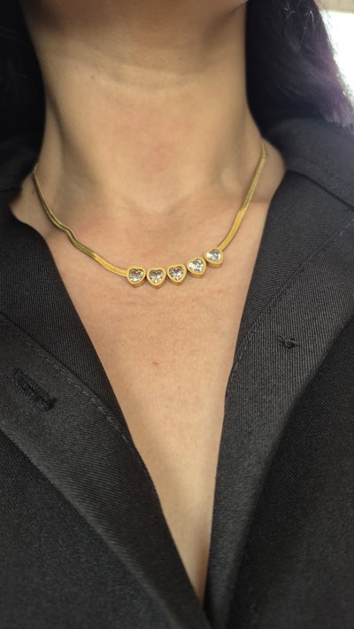 Collar corazones con strass