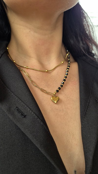 Collar con cristales y cadena acero quirúrgico 