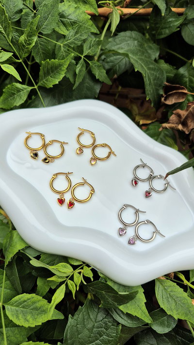 Aros con corazon cristal