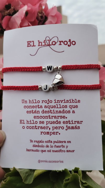 Pulseras hilo rojo con corazón iman 