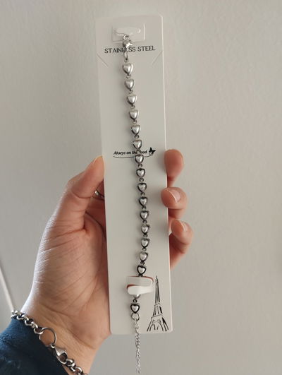 Pulsera acero corazones 