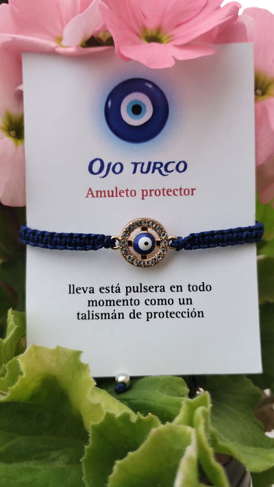 Pulseras ojo turco dorado 
