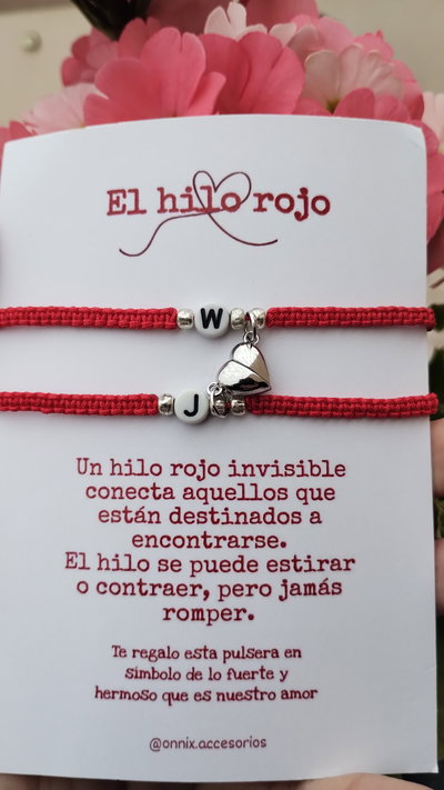 Pulseras hilo rojo con corazón iman 