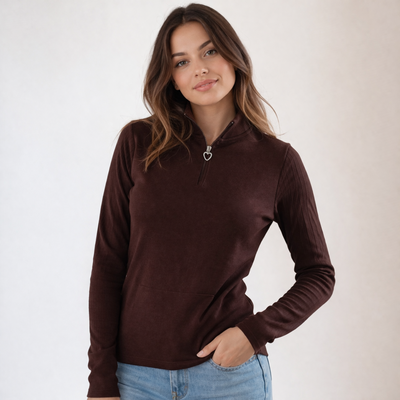 Polera Marrón con Cierre 