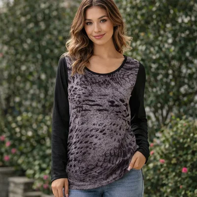 Remera Manga Larga con Animal Print 