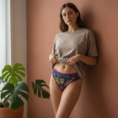Culotte Less Negro con Calaveras 