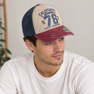 Gorra Vintage Azul con Estampa 