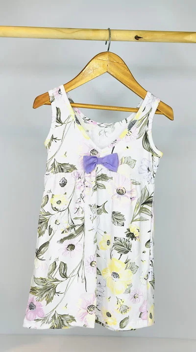 Vestido nena flores moño - 25742