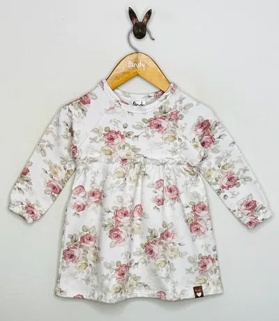 Vestido nena beba frisa estampado flores -25231