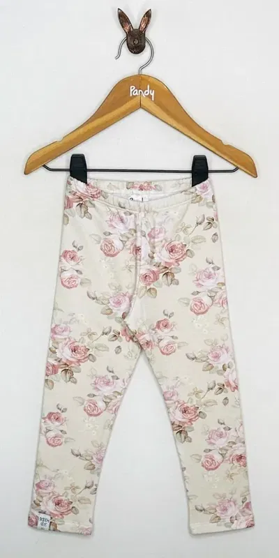 Calza nena estampado flores frisa - 25239