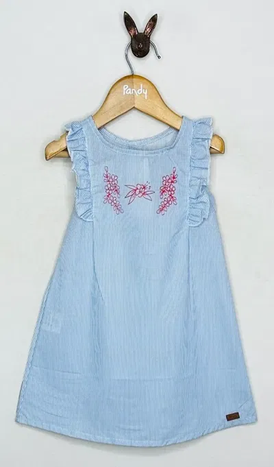 Vestido Beba poplin rayado con volado y estampa - 21771