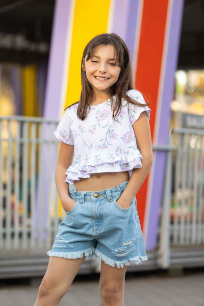 Remera nena floreado volados - 25719