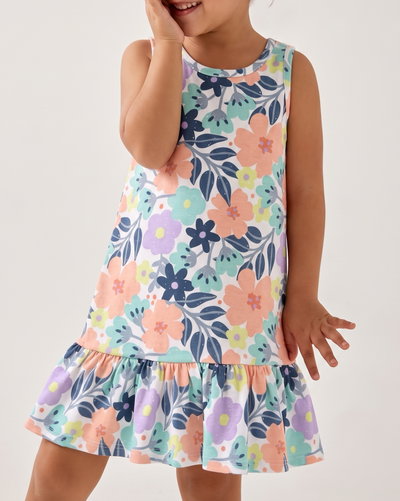 Vestido nena jersey flores - 26734