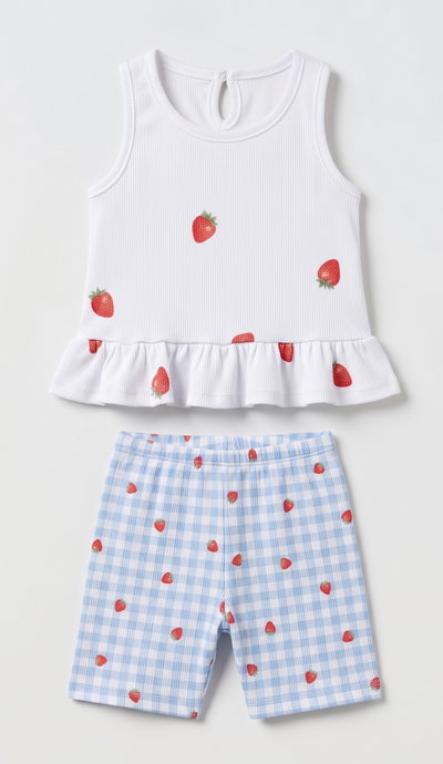Conjunto beba vichy fresas - 26556