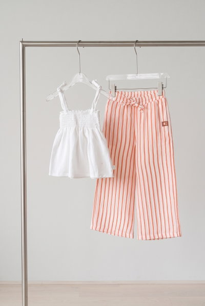 Pantalon nena lino rayado - 26705