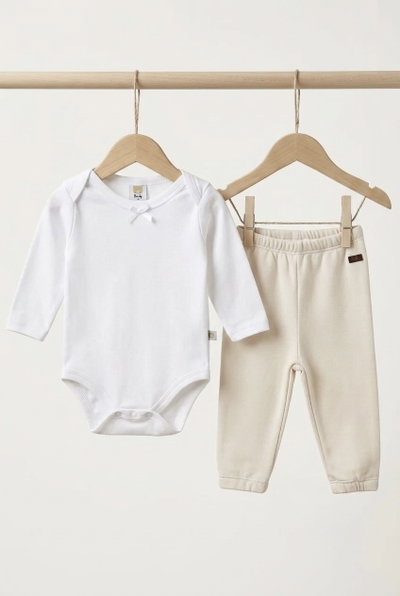 PROMO Conjunto minimo pantalon frisa  y body jersey de algodon - 25085