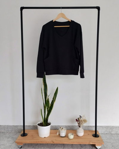 Buzo escote V y bolsillos (2 tonos)