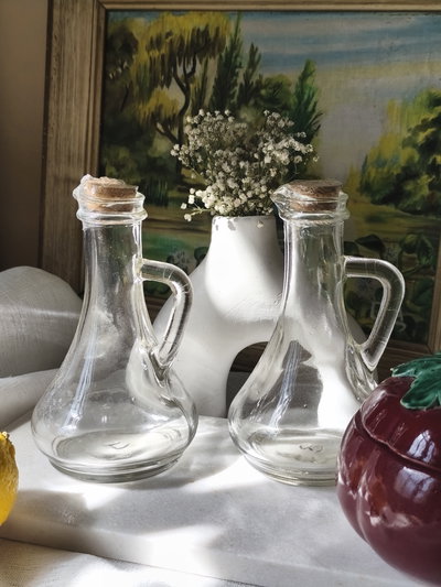 Set Aceitera y vinagrera de vidrio 