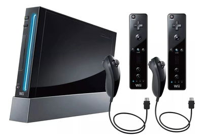 NINTENDO WII BLACK 2 PARES DE CONTROLES LIBERADA CON 128 GB EN JUEGOS