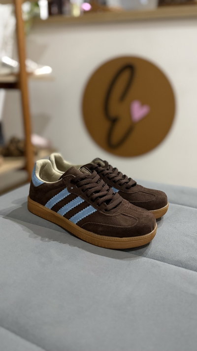 Zapatillas SALMA chocolate y celeste