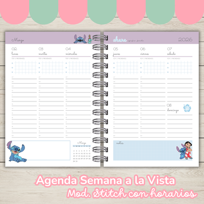 Agenda Semana a la Vista mod. Stitch 