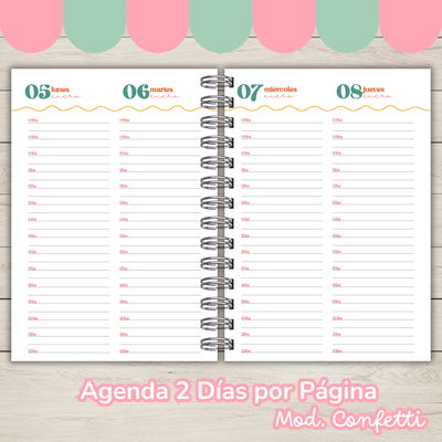 Agenda 2 días por página mod. Confetti