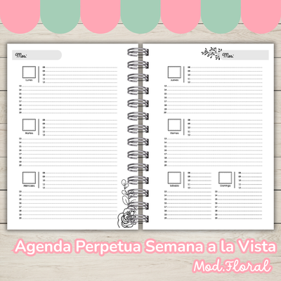 Agenda Perpetua Semana a la Vista mod. Floral