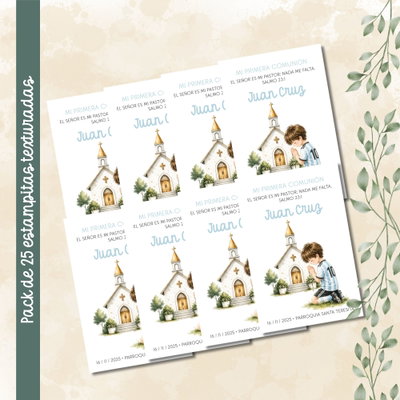 Pack 25 Estampitas Comunión Texturadas