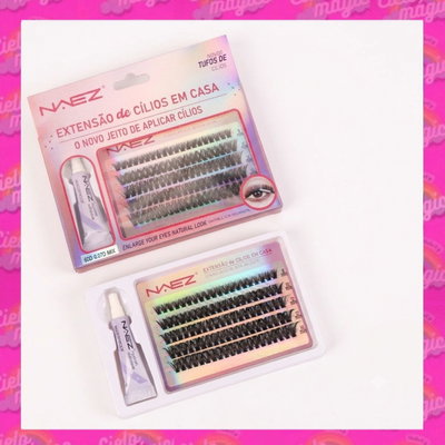 KIT DE PESTAÑAS CON PEGAMENTO NAEZ
