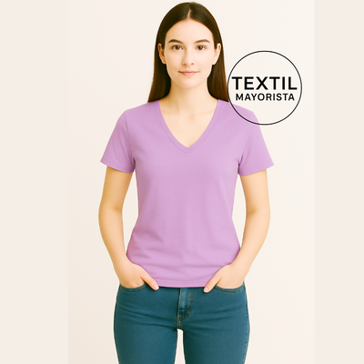 Remera Corte Cuello V  (precio con IVA)