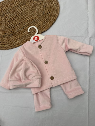 CONJUNTO PLUSH 3 PIEZAS  ROSA