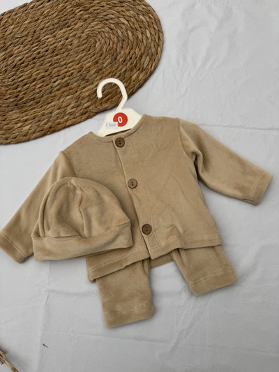 CONJUNTO PLUSH 3 PIEZAS BEIGE