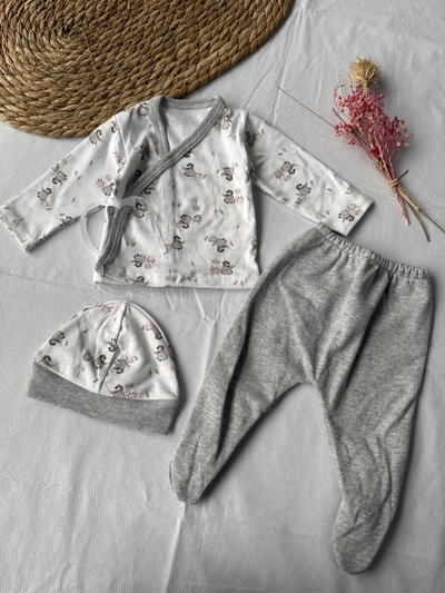 AJUAR ESTAMPADO PINGUINO CINTA 