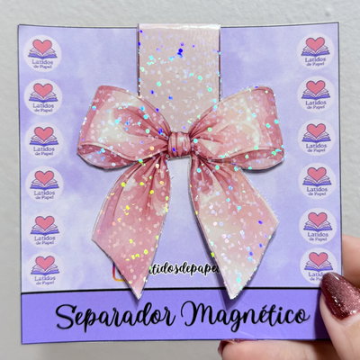 Marcapaginas magnético- Moños de colores con brillos