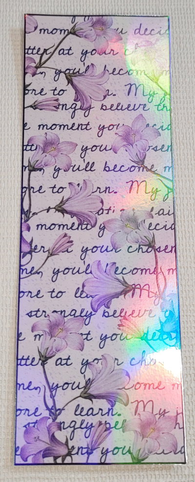 Marcapaginas Holografico- Flores y letras