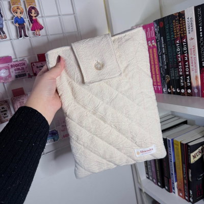 Funda de libro- Crudo y rosa 