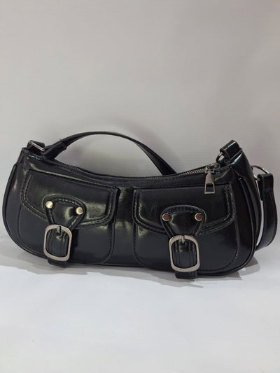 Cartera mini bags negra doble bolsillo