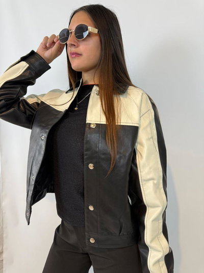 Campera ecocuero bicolor