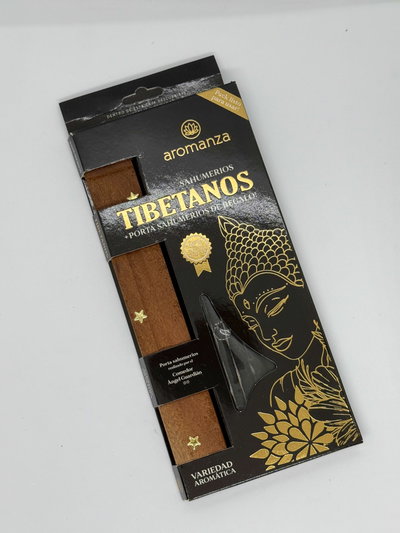 Kit sahumerios tibetanos + porta sahumerios Aromanza